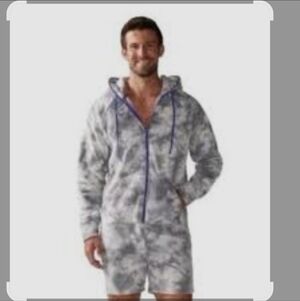 chubbies Grey Hooded Zip Romper with Purple Trim